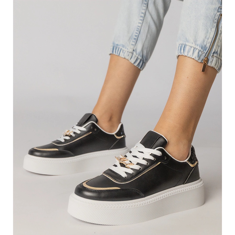 Mustat lenkkarit koristeltu kimaltelevat ja zirkonit 1