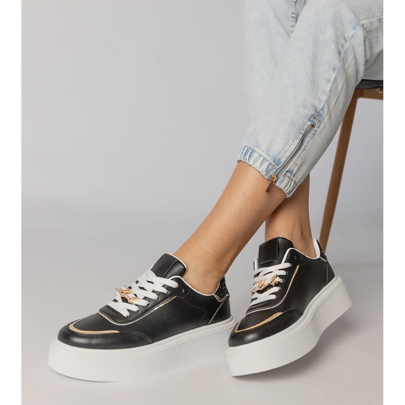 Mustat lenkkarit koristeltu kimaltelevat ja zirkonit 2