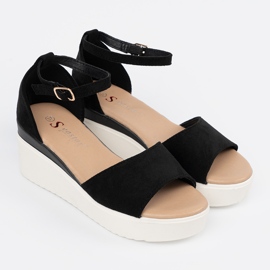 Seastar Mustien naisten sandaalit valkoisella kiilalla musta 1