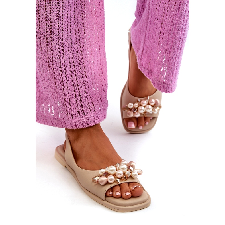 Naisten sandaalit koristeilla S.Barski KV27-004 Beige 2