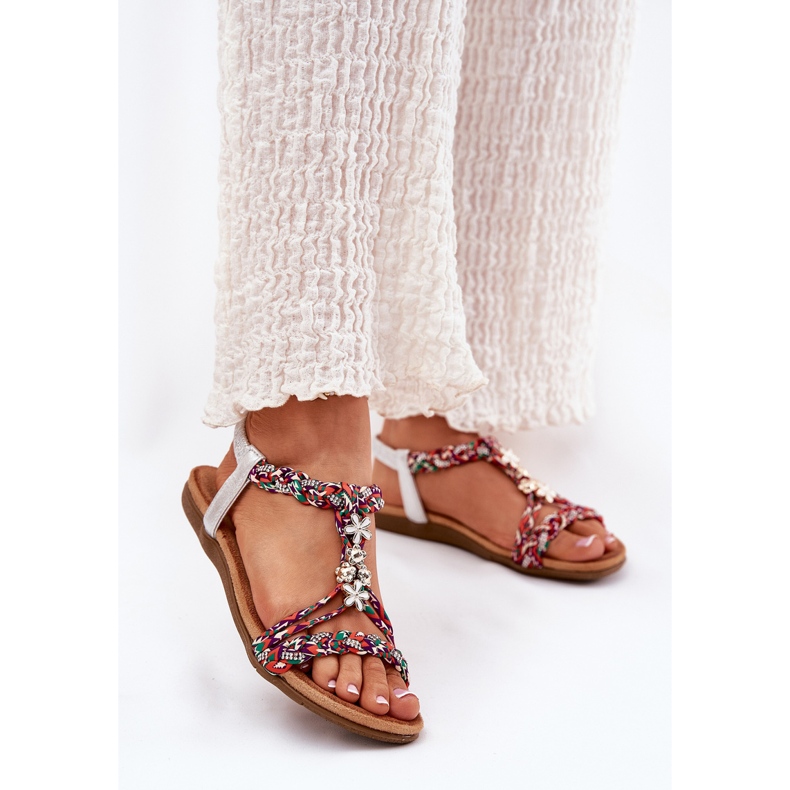 Litteät naisten sandaalit, joissa on punotut raidat ja nastat Artiker 54c1322 multikolor monivärinen 2