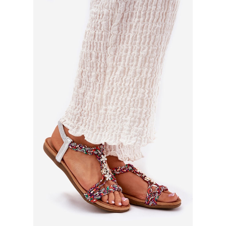 Litteät naisten sandaalit, joissa on punotut raidat ja nastat Artiker 54c1322 multikolor monivärinen 1