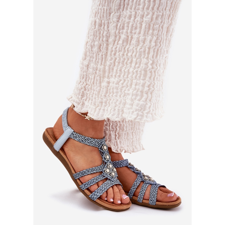 Naisten litteät sandaalit punotulla Artiker 56c1325 sinisellä raidalla sininen 1