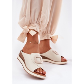 Naisten nahkainen flip Flops Artiker 56C2145 Light Beige 2