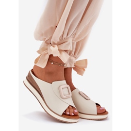 Naisten nahkainen flip Flops Artiker 56C2145 Light Beige 1