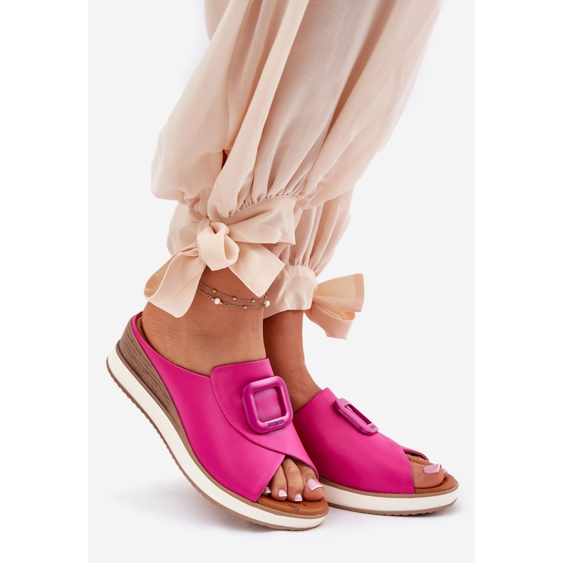 Naisten nahkainen flip Flops Artiker 56C2147 Fuksia vaaleanpunainen 1