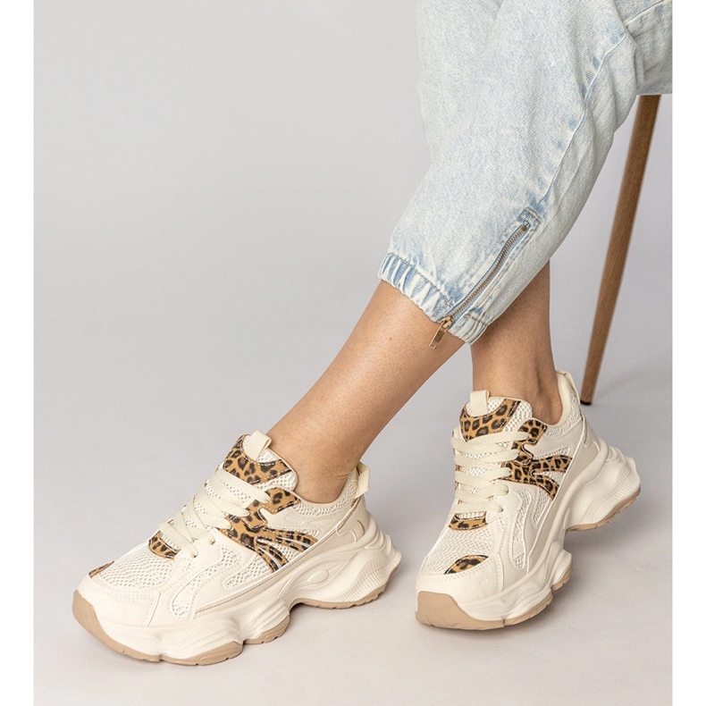 Beige -lenkkarit Naisten urheilu leopardin insertillä 2