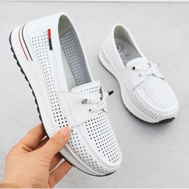 Evento Naisten nahkakengät Openwork White Event 8443 valkoinen 2