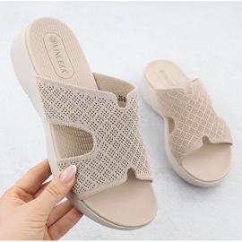 Naisten flip flops korkeudella beige Vinceza 97300 1