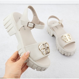 Naisten nahka sandaalit pad beige vinceza 79541 1