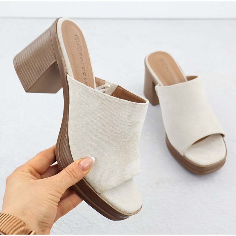 Naisten mokkanahkaiset flopsit Post Beige Potocki 54309 1