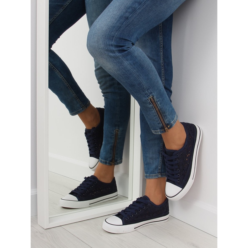 Tummansiniset naisten pitsilenkkarit NB89P Sininen laivastonsininen 2