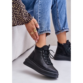 Kevyet nahkaiset urheilukengät Artiker-alustalla 55C1041 musta 3