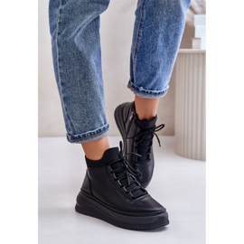 Kevyet nahkaiset urheilukengät Artiker-alustalla 55C1041 musta 1