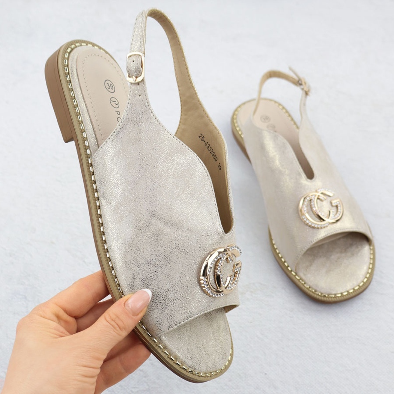 Naisten sandaalit, jotka on rakennettu kultaisen 43329 potockin koristeella kultainen 1