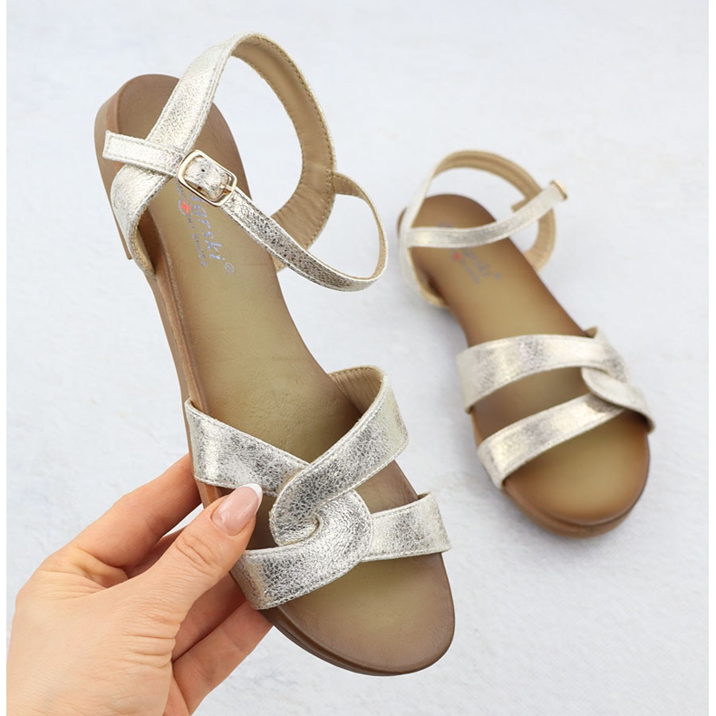 S.Barski Naisten sandaalit Złote S. Barski KV51-022 kultainen 1