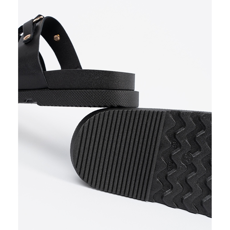 Seastar Mustat naisten tossut, jotka on koristeltu kolmella raidalla strassilla 2