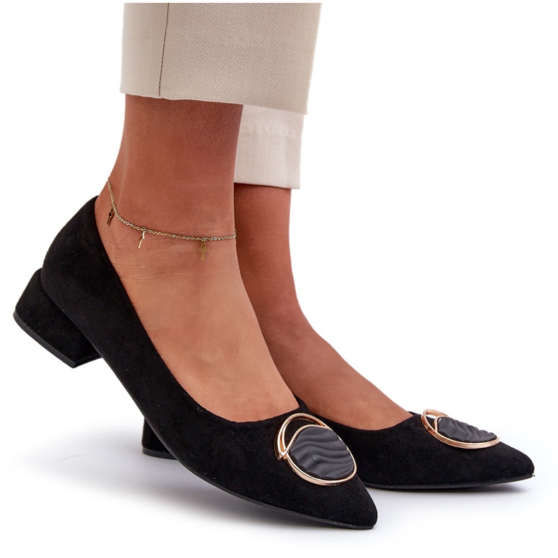 Naisten matalakorkoiset naisten pumput Eco-Eco-S.Barski KV27-037 Black -sovelluksella musta 5