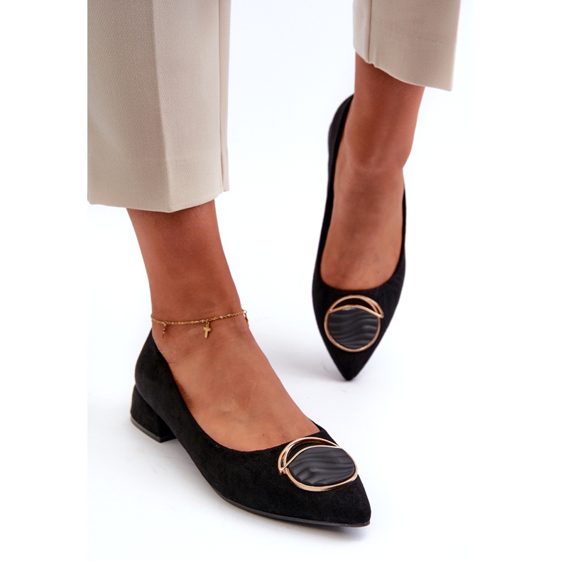 Naisten matalakorkoiset naisten pumput Eco-Eco-S.Barski KV27-037 Black -sovelluksella musta 2