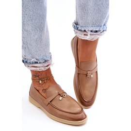 Naisten beige-nahkaiset mokasiinit 4