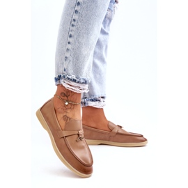 Naisten beige-nahkaiset mokasiinit 3