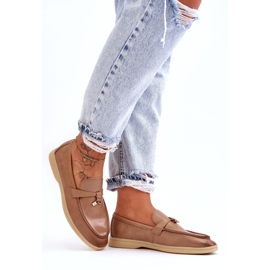 Naisten beige-nahkaiset mokasiinit 2