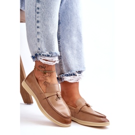 Naisten beige-nahkaiset mokasiinit 1