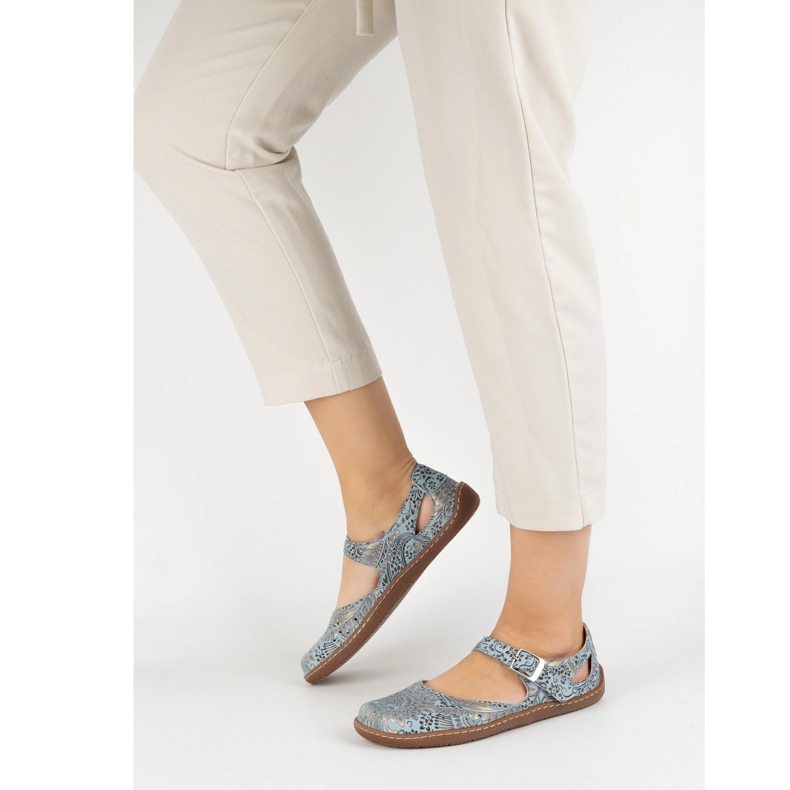 Olivier Naisten paljain jaloin kengät, jotka on valmistettu luonnollisesta nahasta, painettuna 1284 sininen 2