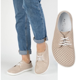 Olivier Naisten paljain jaloin minimalistiset lenkkarit 1288pol beige valkoisella 1