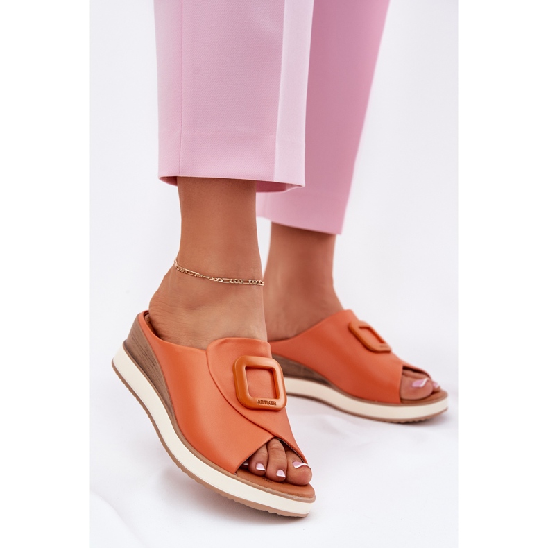 Naisten nahkainen flip Flops Artiker 56C2149 Oranssi 2