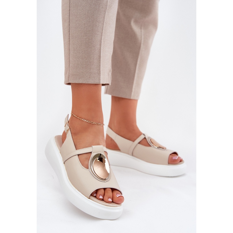 Nahka tyylikäs naisten sandaalit S.Barski Gr51-603 Beige 2