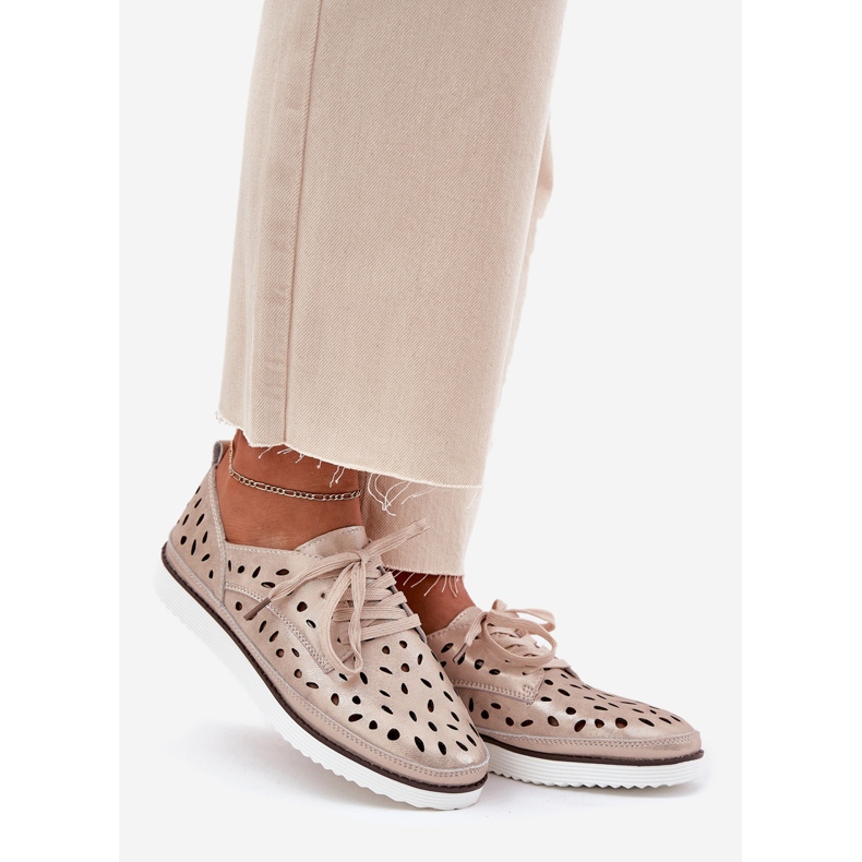 S.Barski Naisten nahkakengät S. Barski LR51-611 Złote kultainen 1