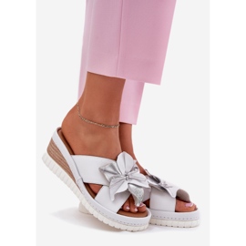 ARTIKER Naisten nahkakiilat koristeellinen kukka Artker 54c0538 valkoinen ja hopea 1