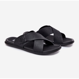 Miesten nahkainen flip flops big Star RR174076 Musta solki 1