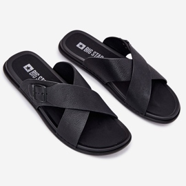 Miesten nahkainen flip flops big Star RR174076 Musta solki 2