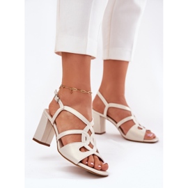 Naisten korkeat sandaalit Sergio Leone Sk884 Pearl beige 2