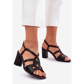 Naisten korkean korotetut sandaalit Sergio Leone Sk884 musta 1