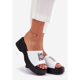 Naisten nahkainen flip flops vinceza 79526 valkoinen 1