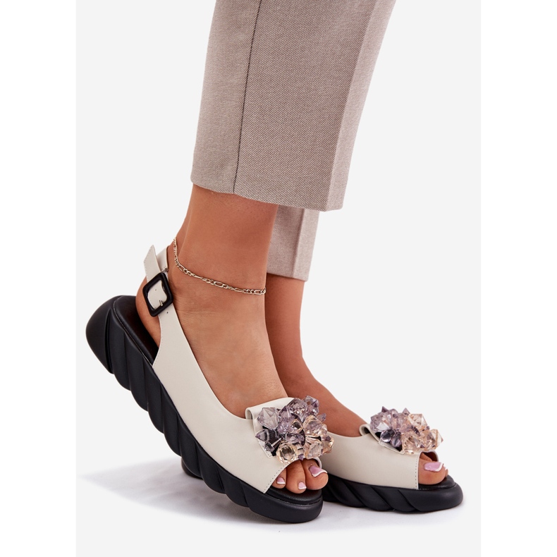 Naisten nahkaiset sandaalit Artiker 54C1627 -kiteillä beige 1