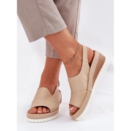ARTIKER Naisten nahkaiset sandaalit kiilalle Artker 56c0919 beige 3