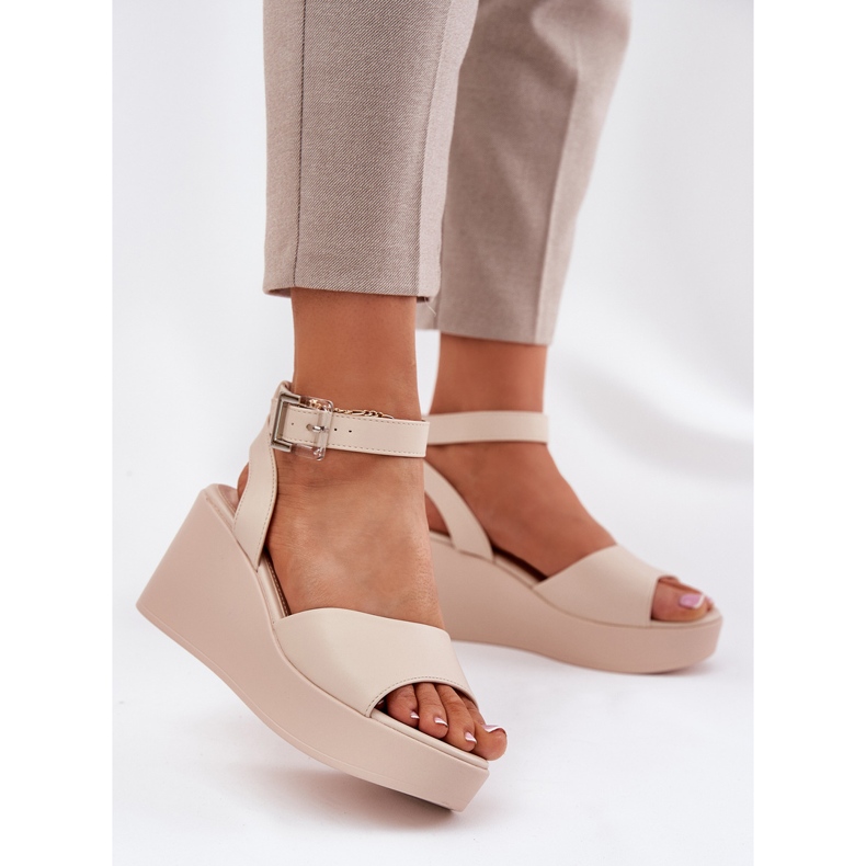 Naisten sandaalit Wedge Beige 2