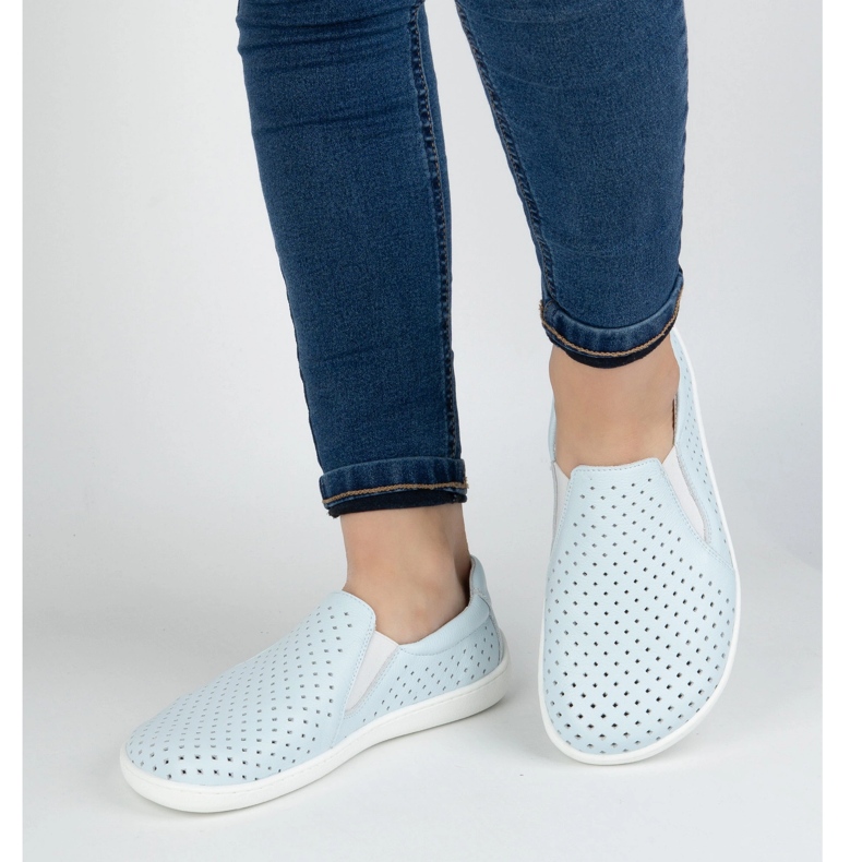 Olivier Paljain jaloin naisten nahkakengät minimalistiset avoimet työt liitettynä 1308polinen sininen 2