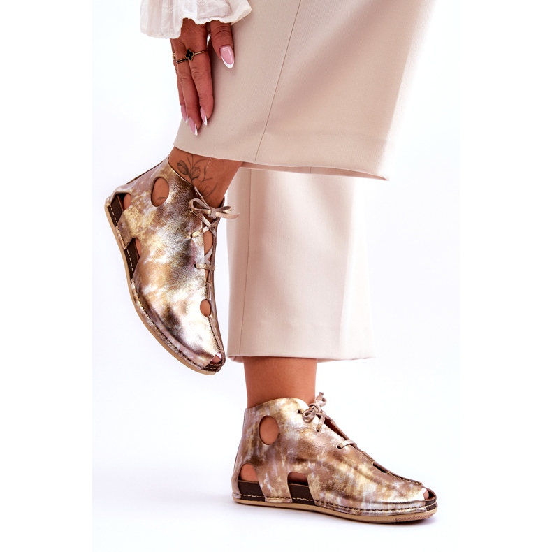 Maciejka vaaleat nahkasaappaat 03426-42 kultaa kultainen 2