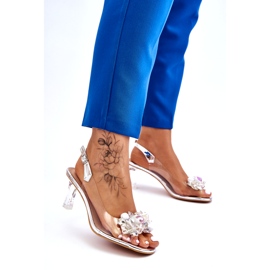 S.Barski Tyylikkäät läpinäkyvät sandaalit hopeisella lilakoristeella hopea 1