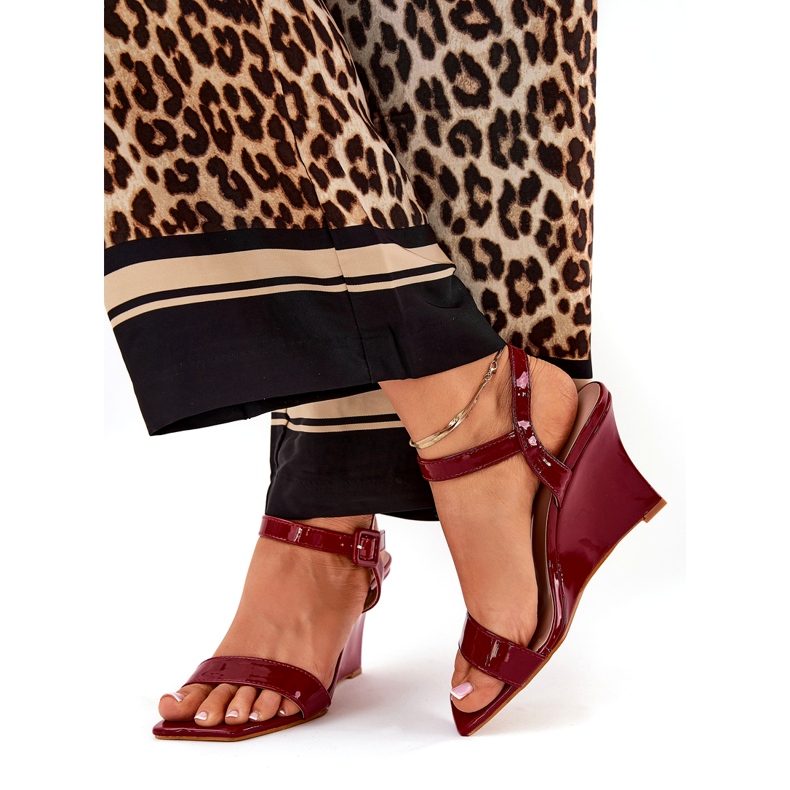Maalatut naisten sandaalit viininpunaisille kiiloille punainen 1