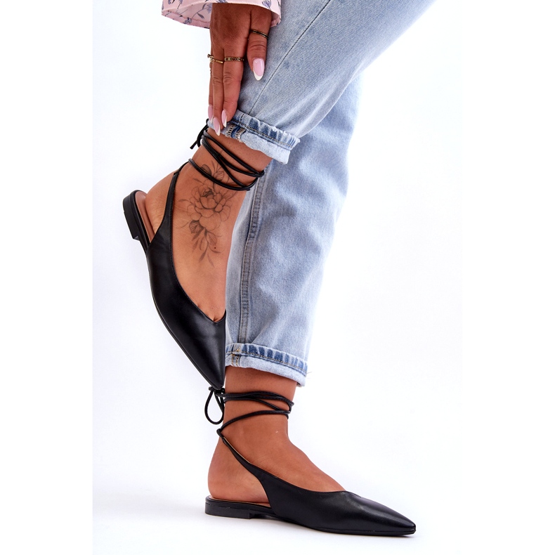 Naisten sidotut balleriinit mustat sandaalit 2