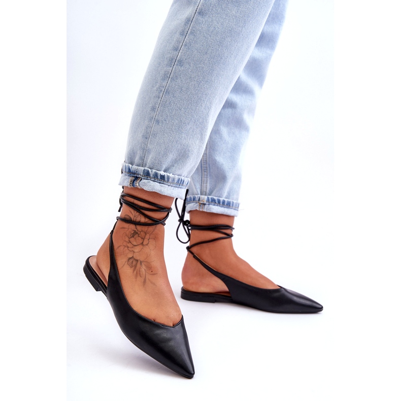 Naisten sidotut balleriinit mustat sandaalit 1