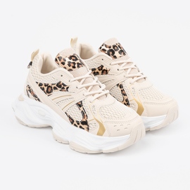 Beige -lenkkarit, joilla on eläinkuvio 3