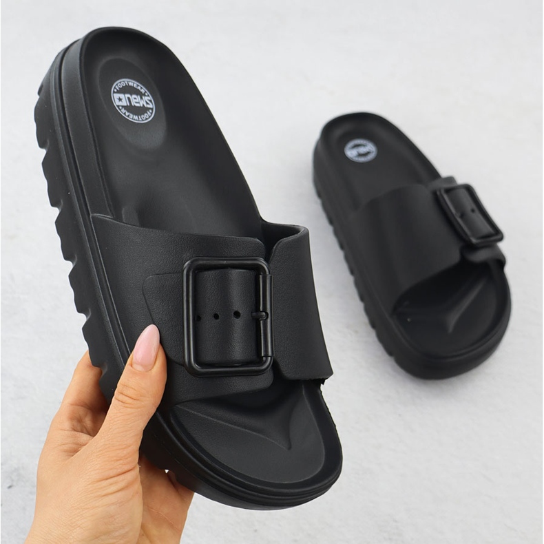 Naisten uima -allas Beach Flip Flops Black News 8800 -alustalla musta 1