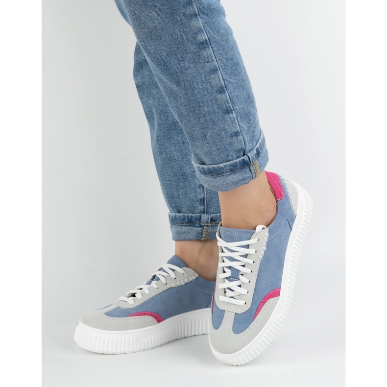 Olivier Naisten nahka -lenkkarit N1202S4 -alustalla sininen 1